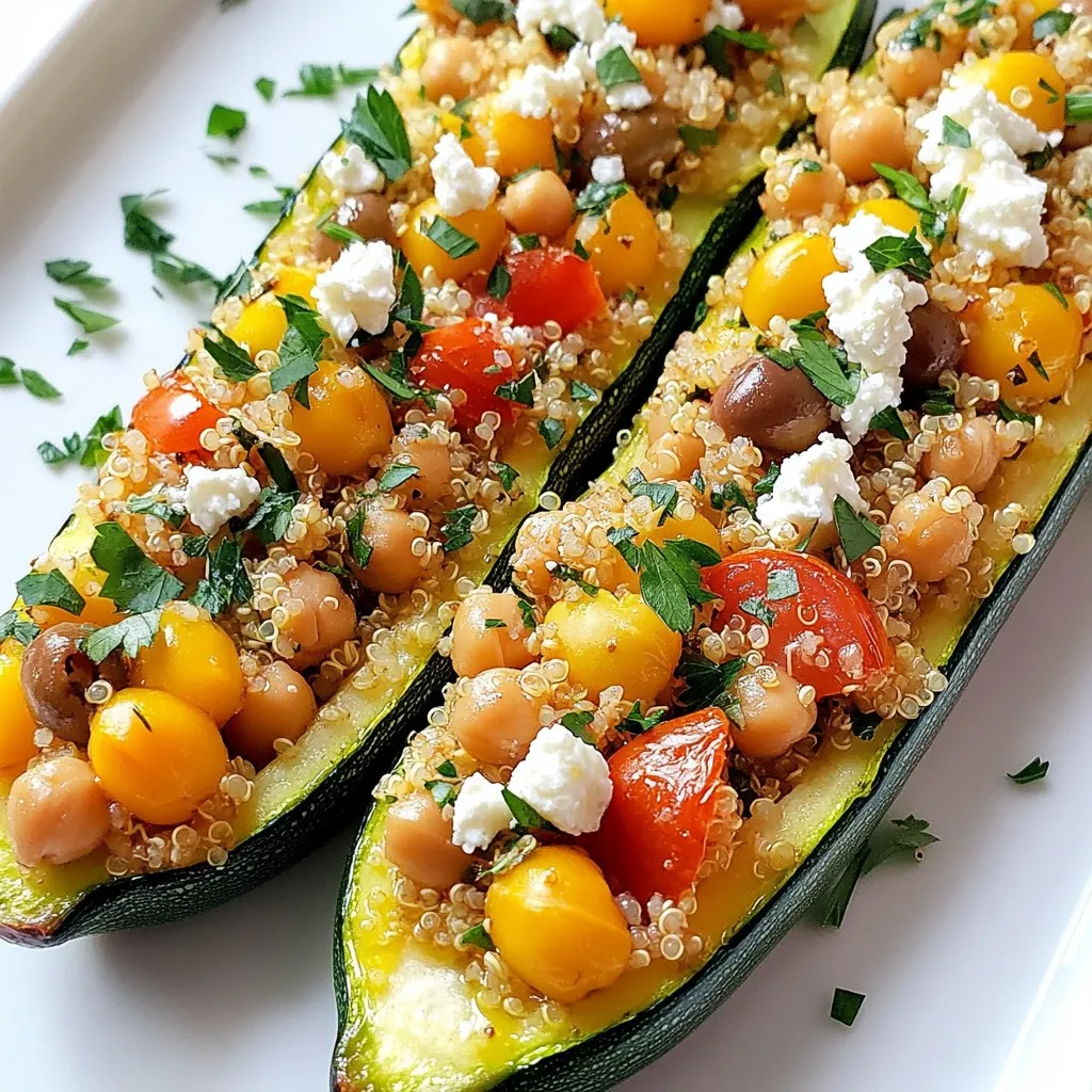 Stuffed Zucchini Boats Mediterranean Flavorful Delight
