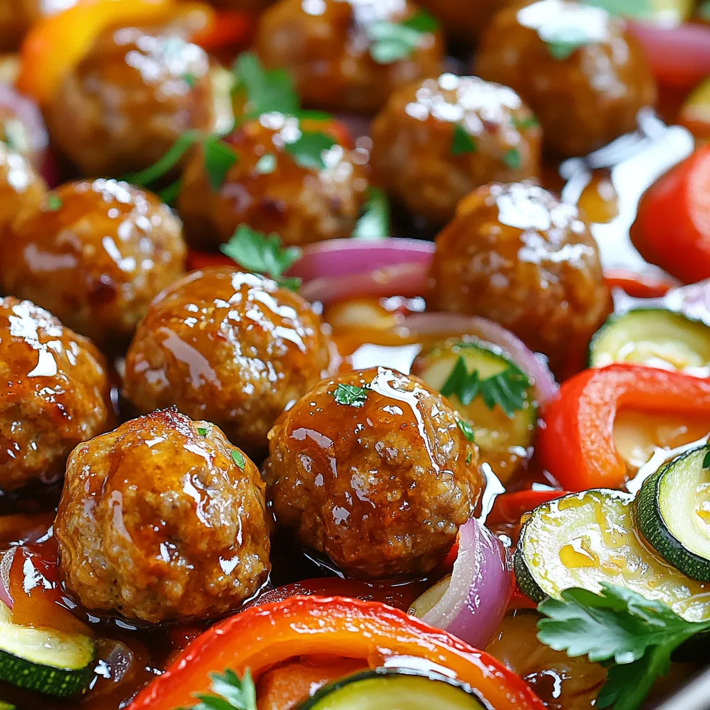 Sheet-Pan Honey Garlic Meatball Dinner Delight