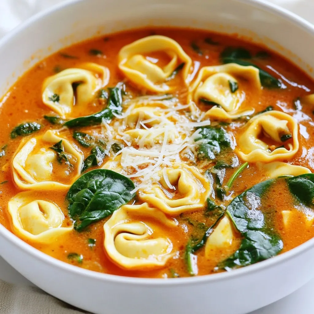 Creamy Tomato Spinach Tortellini Soup Delight