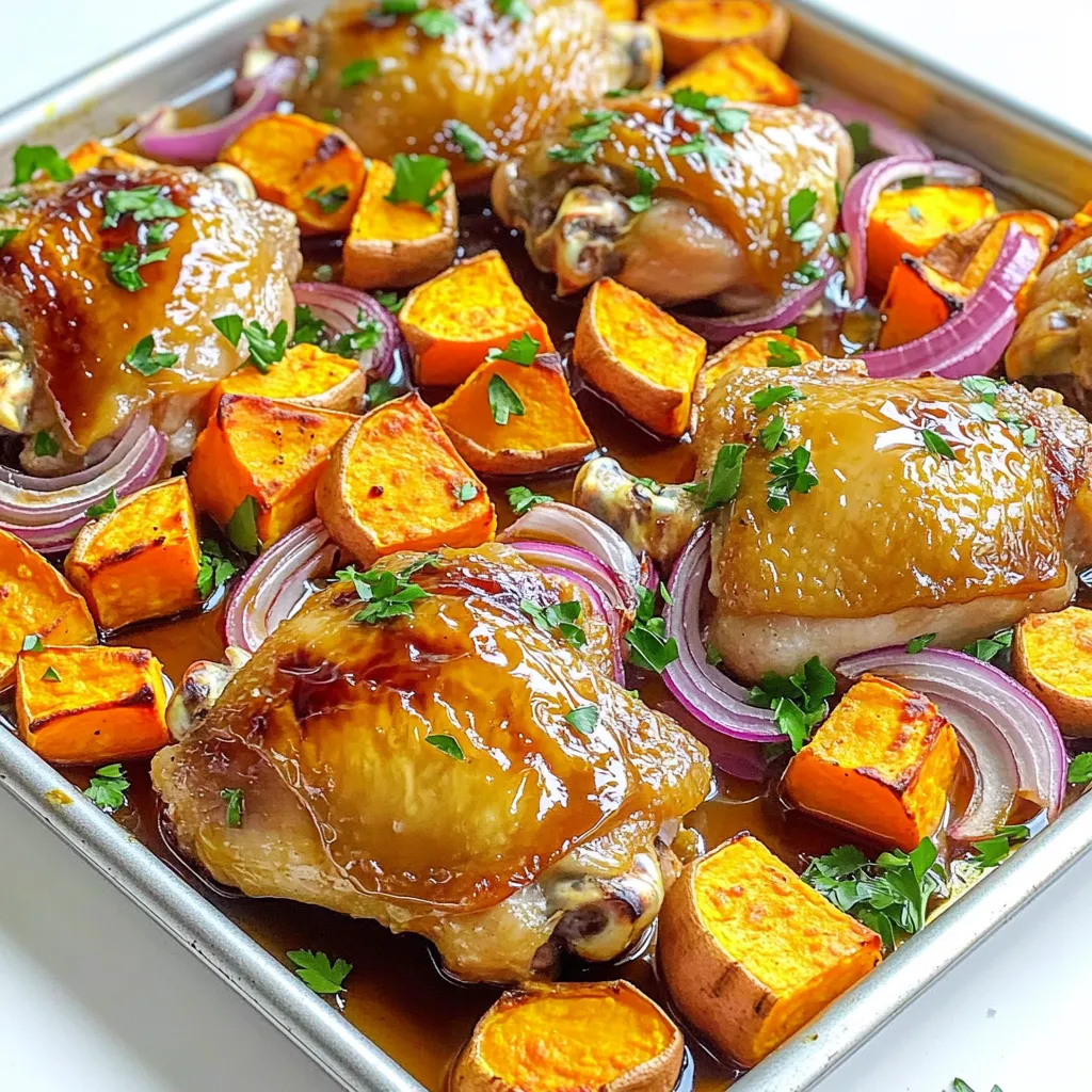 Sheet-Pan Maple Roasted Chicken and Sweet Potatoes Delight