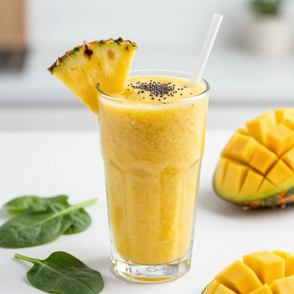 Mango Pineapple Green Smoothie Refreshing and Healthy