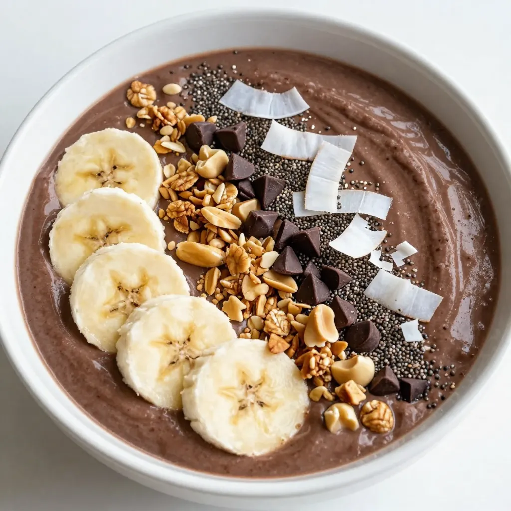 Chocolate Peanut Butter Banana Smoothie Bowl Delight