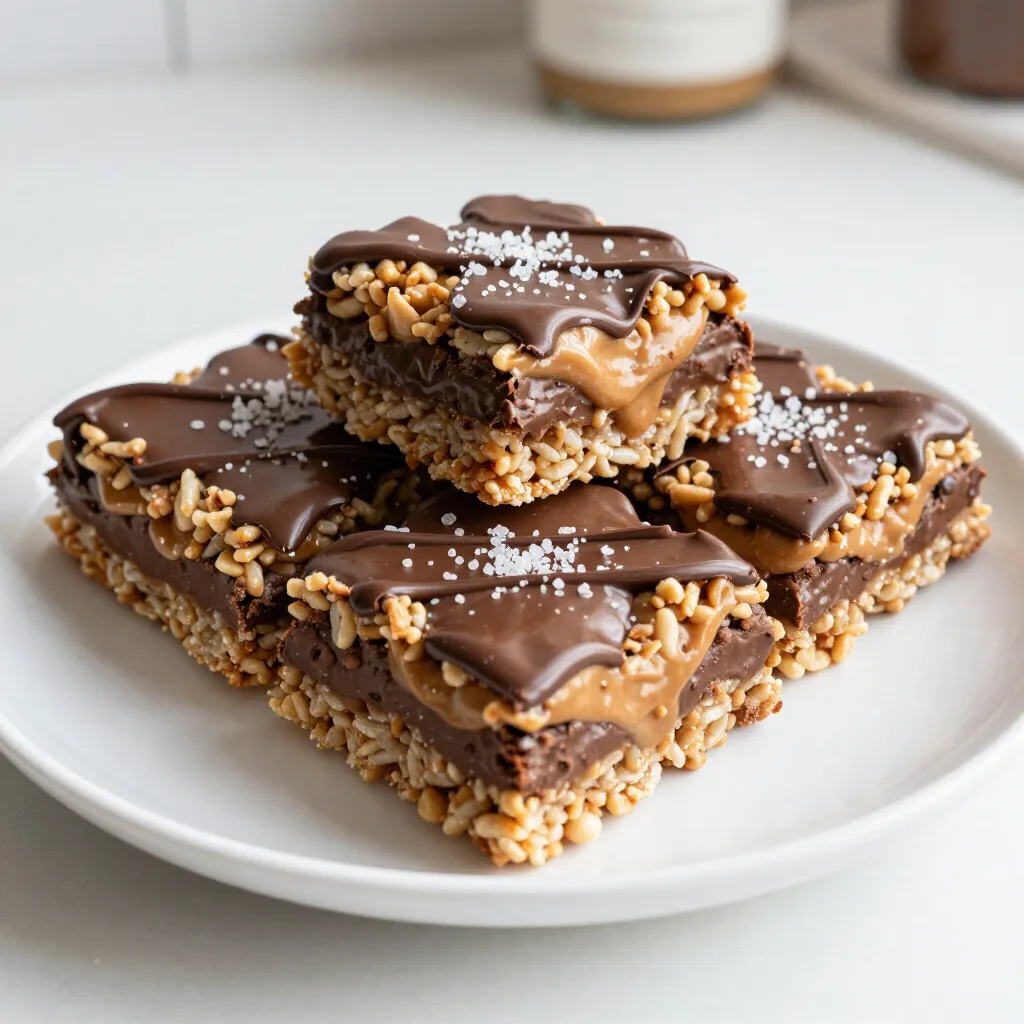 Peanut Butter Chocolate Rice Krispie Treats Delight