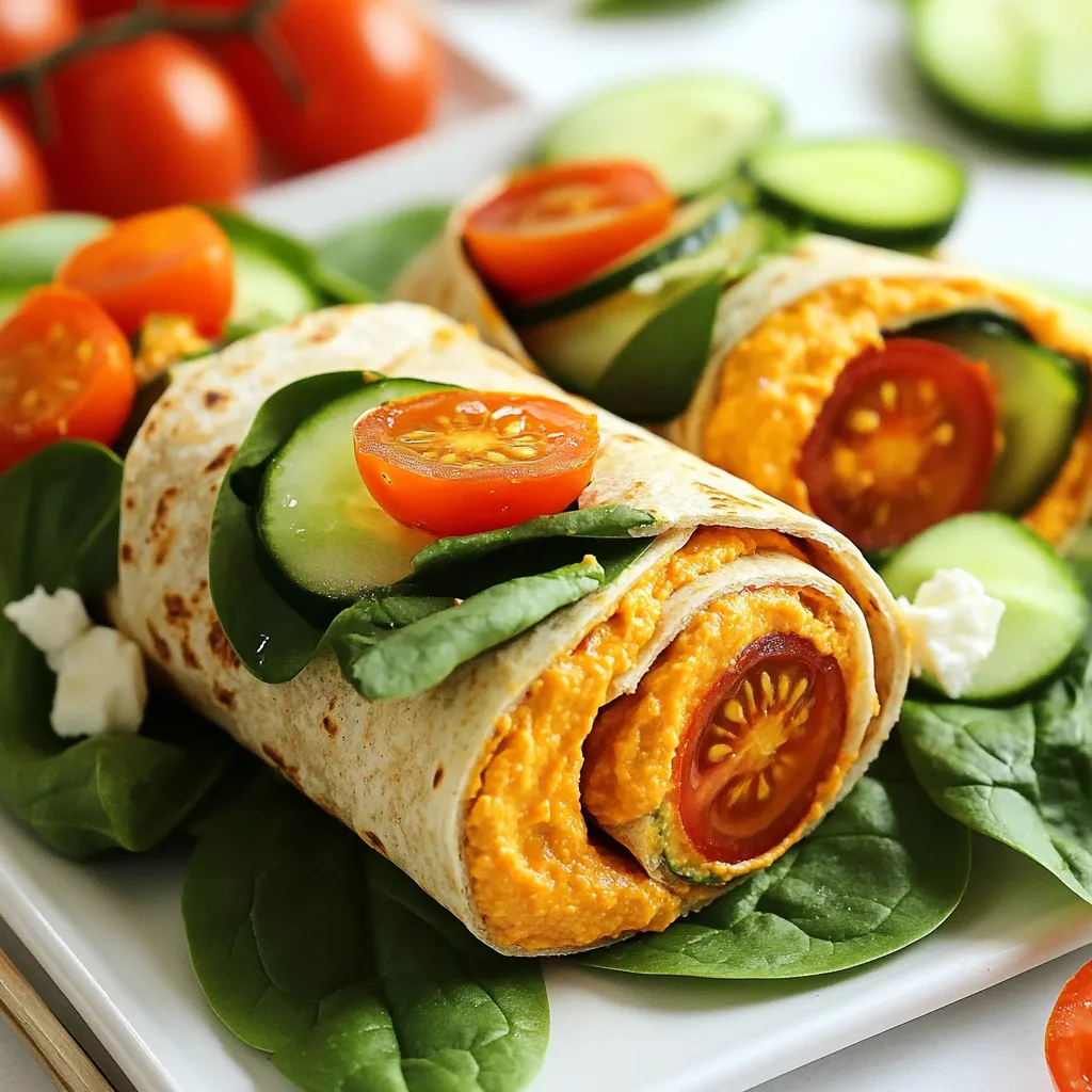 Roasted Red Pepper Hummus Wraps Flavorful and Simple