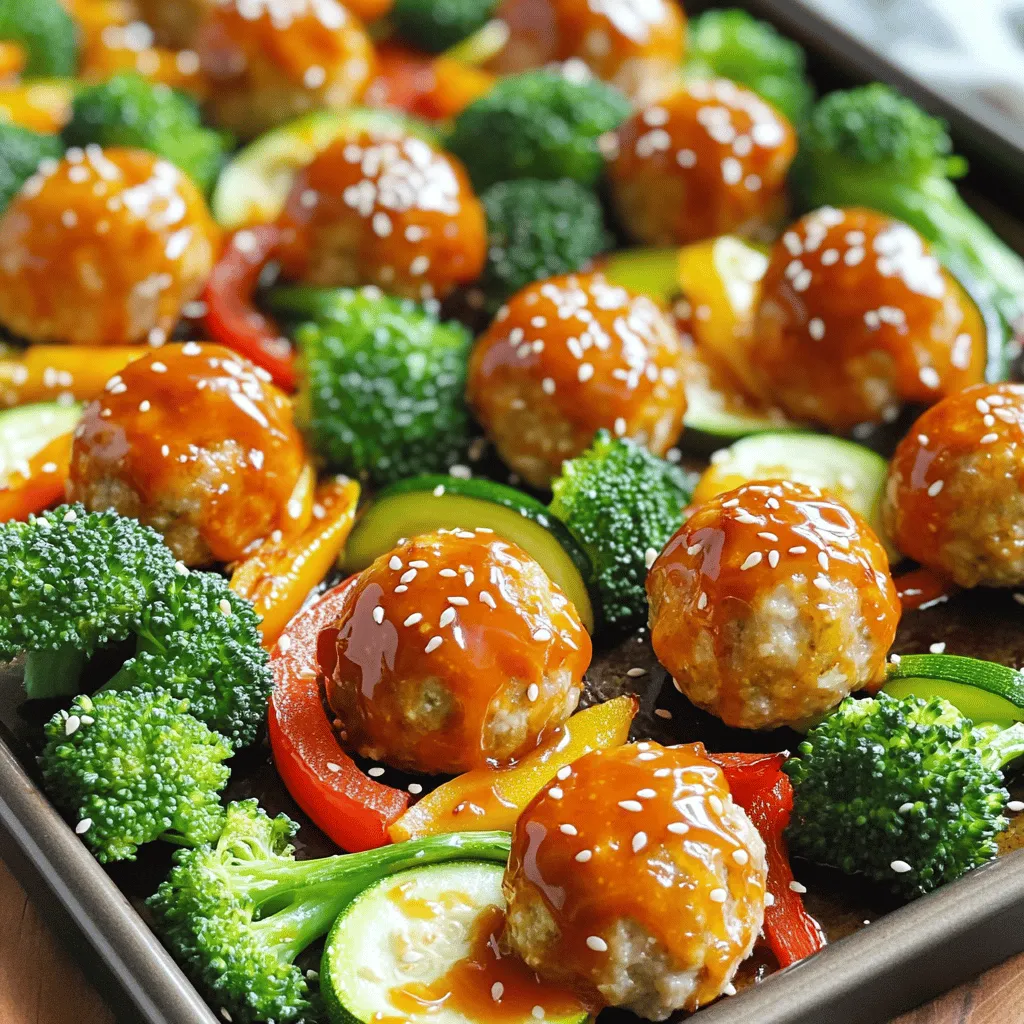 Sheet-Pan Sweet Chili Chicken Meatballs and Veggies Delight