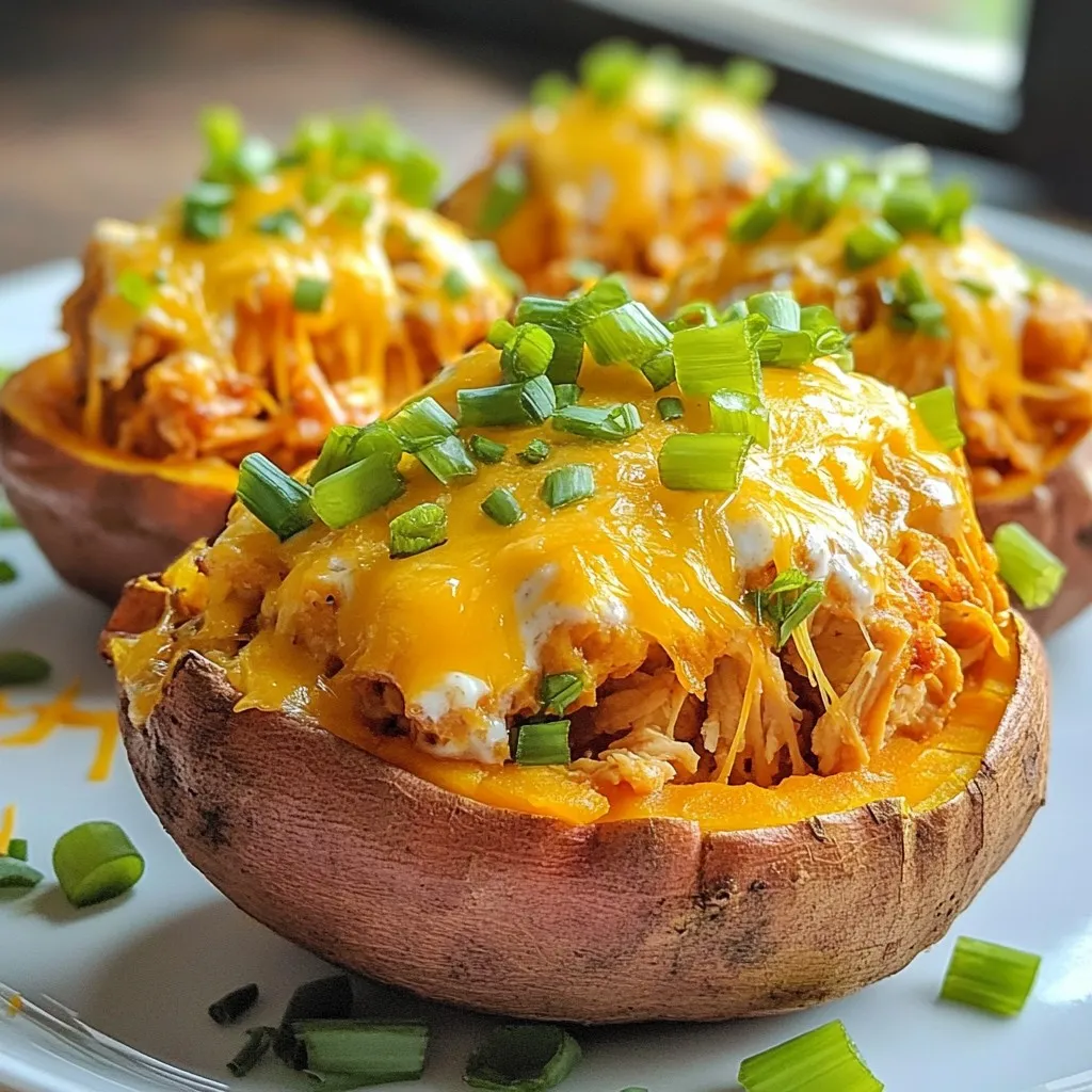 Buffalo Chicken Stuffed Sweet Potatoes Healthy Dish