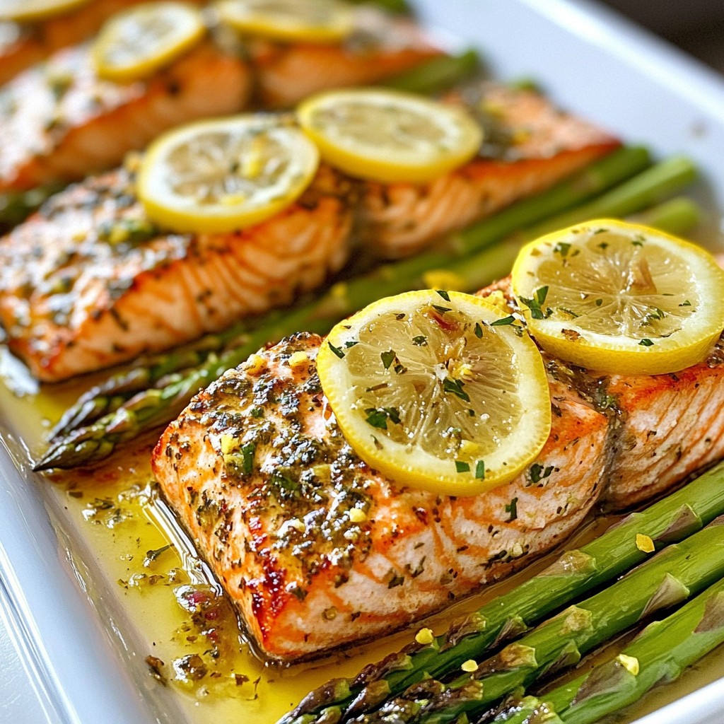 Herbed Clean Eating Lemon Salmon with Asparagus Dish
