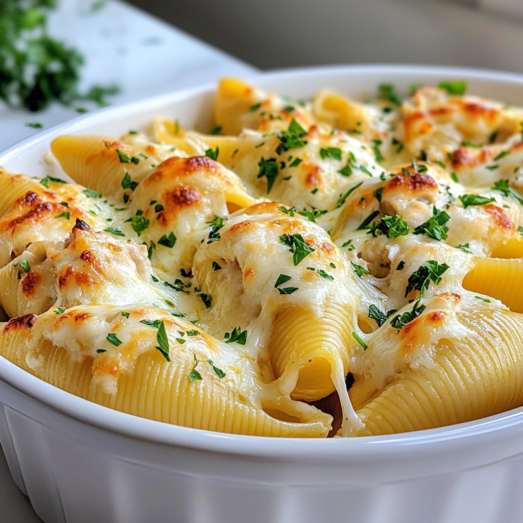 Chicken Alfredo Stuffed Shells Creamy Dinner Delight