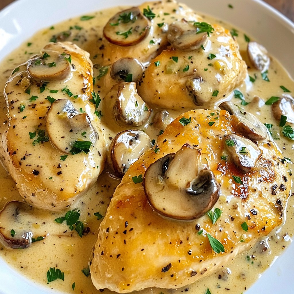 Creamy Mushroom Garlic Chicken Simple Dinner Delight