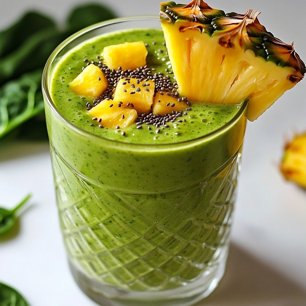 Tropical Clean Eating Pineapple and Spinach Smoothie