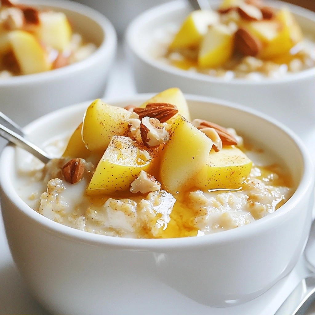 Fluffy Healthy Recipes Oatmeal with Baked Apples