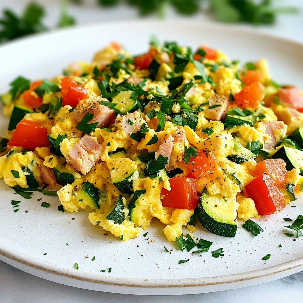 Savory Nutritious Meals Turkey Ham and Veggie Scramble