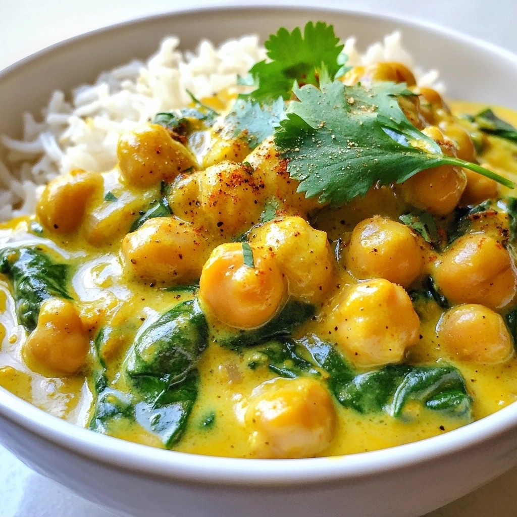 Hearty clean eating Chickpea and Spinach Curry Delight