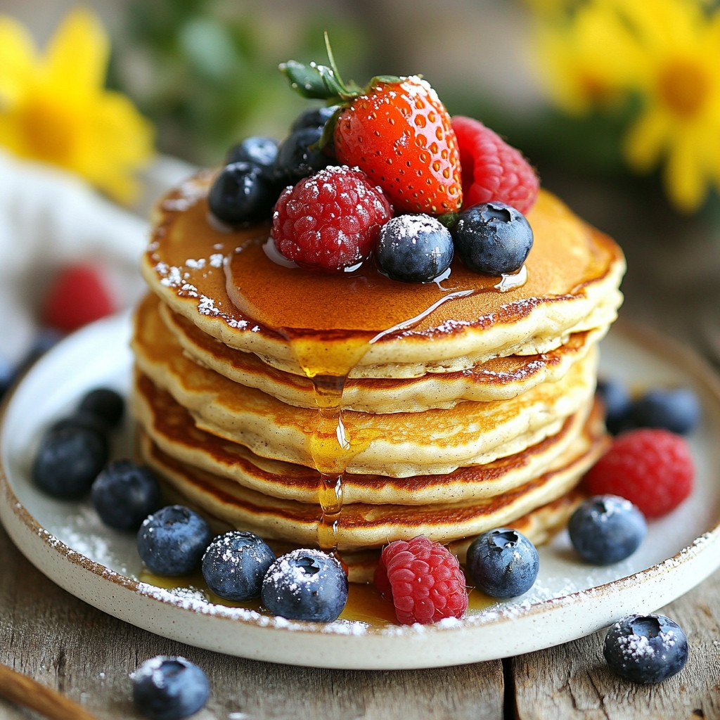 Fluffy Wholesome Foods Oatmeal Pancakes with Berries