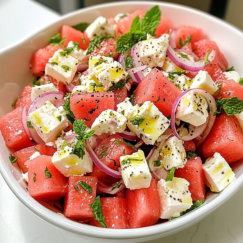 Watermelon Feta Mint Salad Fresh and Flavorful Delight