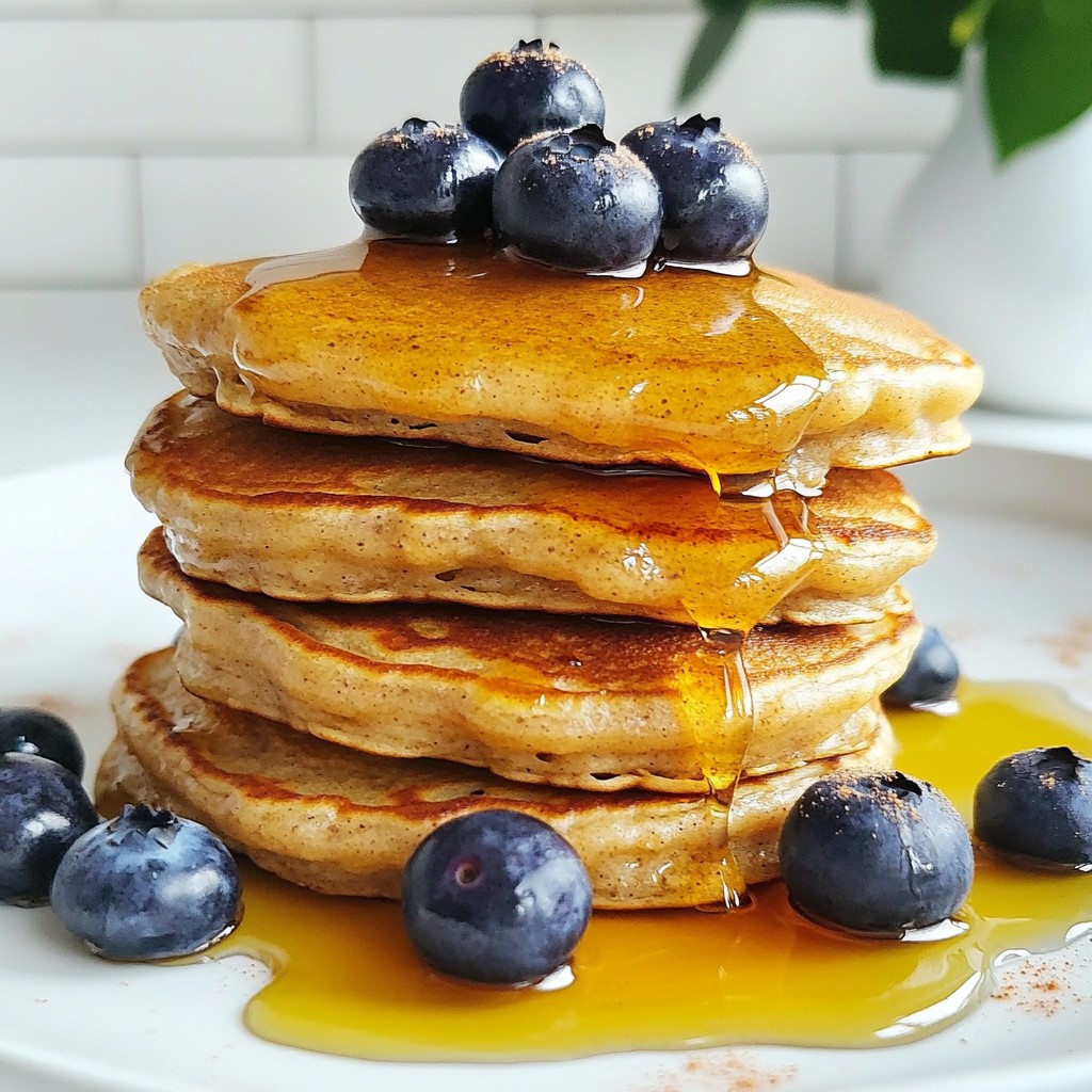 Fluffy Clean Eating Banana Pancakes with Blueberries