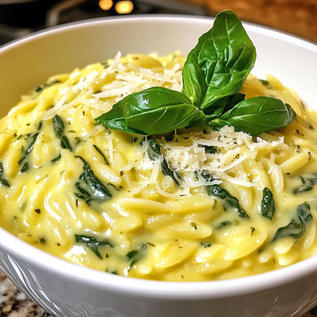 Creamy Parmesan Spinach Orzo Delightfully Simple Dish