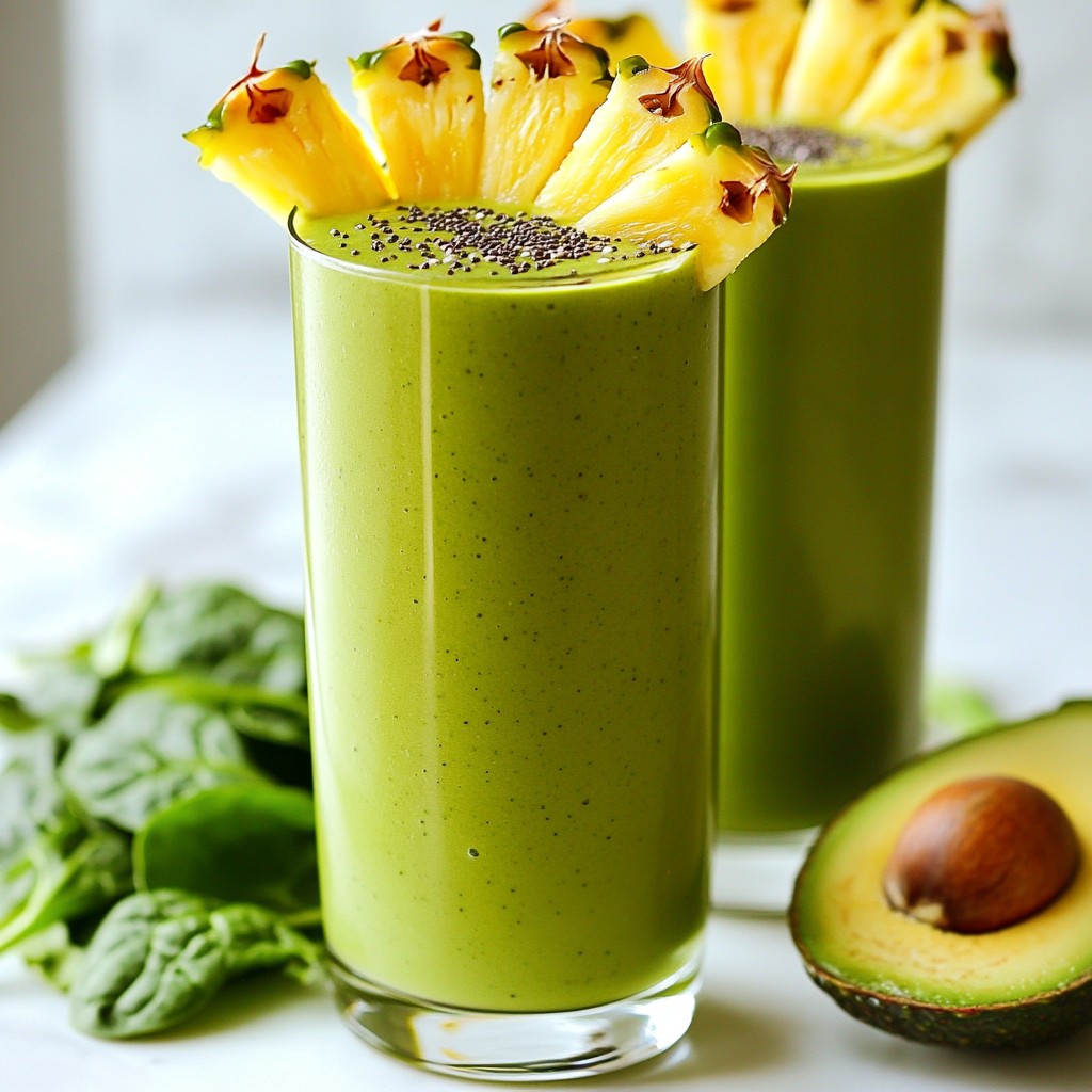 Tropical Pineapple Green Smoothie Fresh and Healthy Drink
