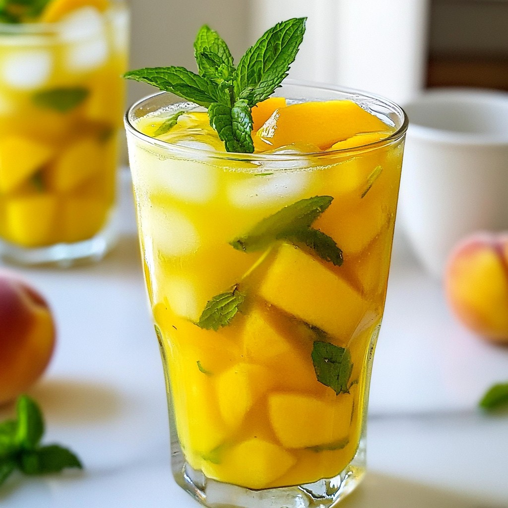 Peach Iced Green Tea Refreshing Summer Beverage Delight