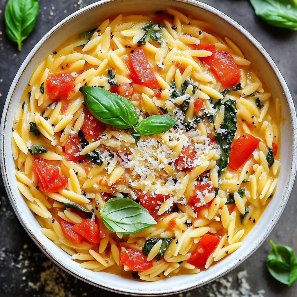 Creamy Tomato Spinach Orzo Flavorful Dinner Delight
