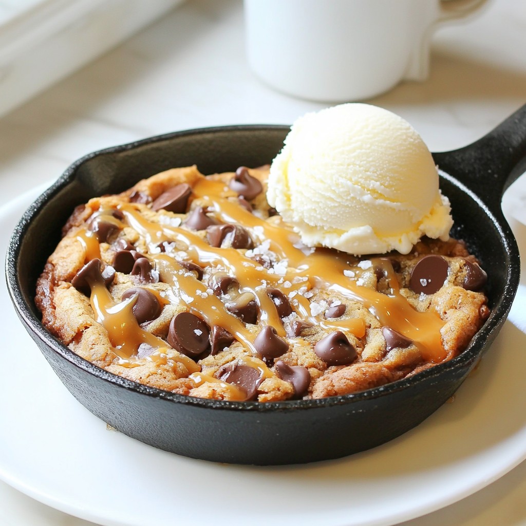 Caramel Chocolate Chip Skillet Cookie Delightful Dessert