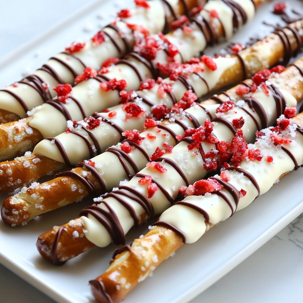 Strawberry Chocolate Drizzled Pretzels Delight Treat