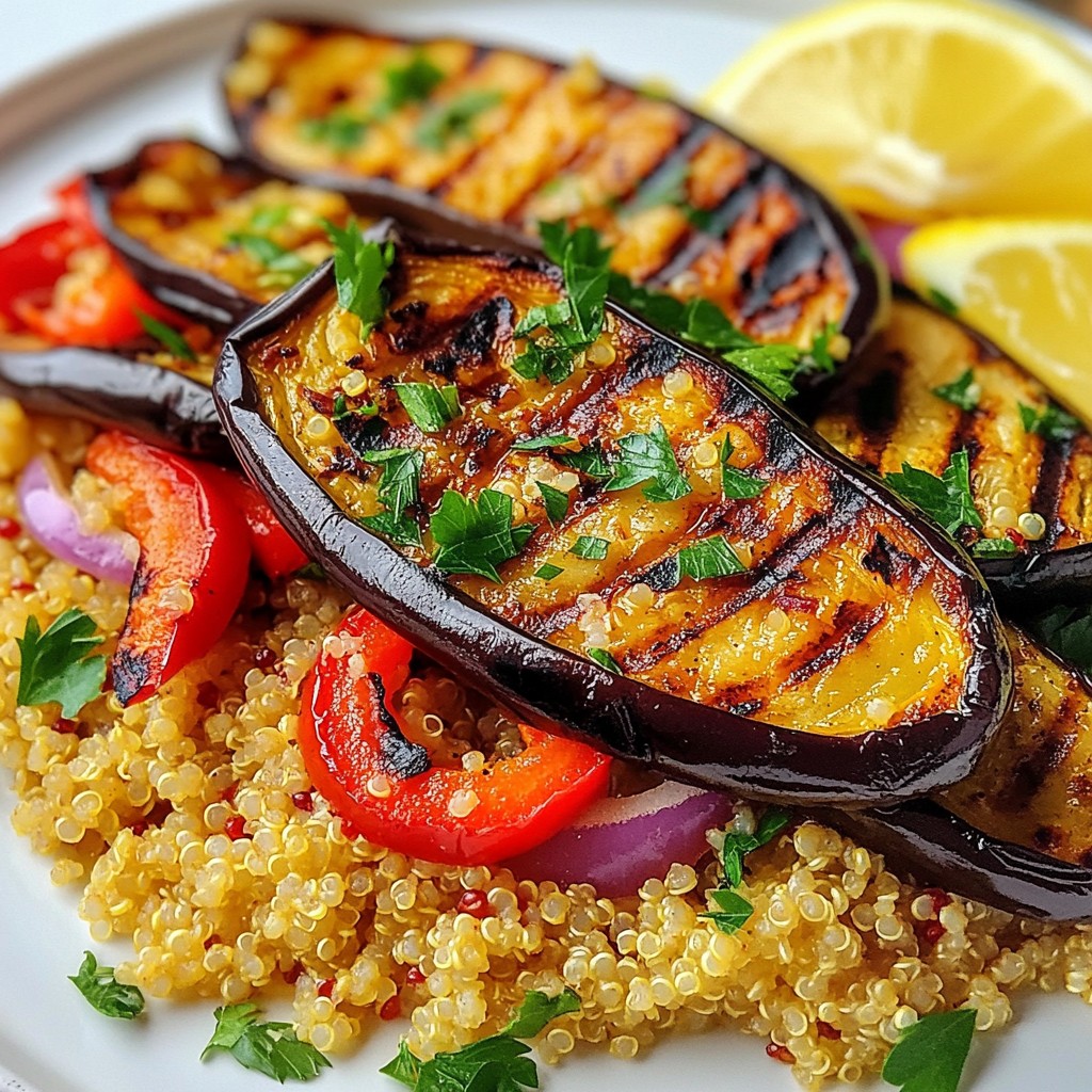 Spicy Clean Eating Grilled Eggplant and Quinoa Delight