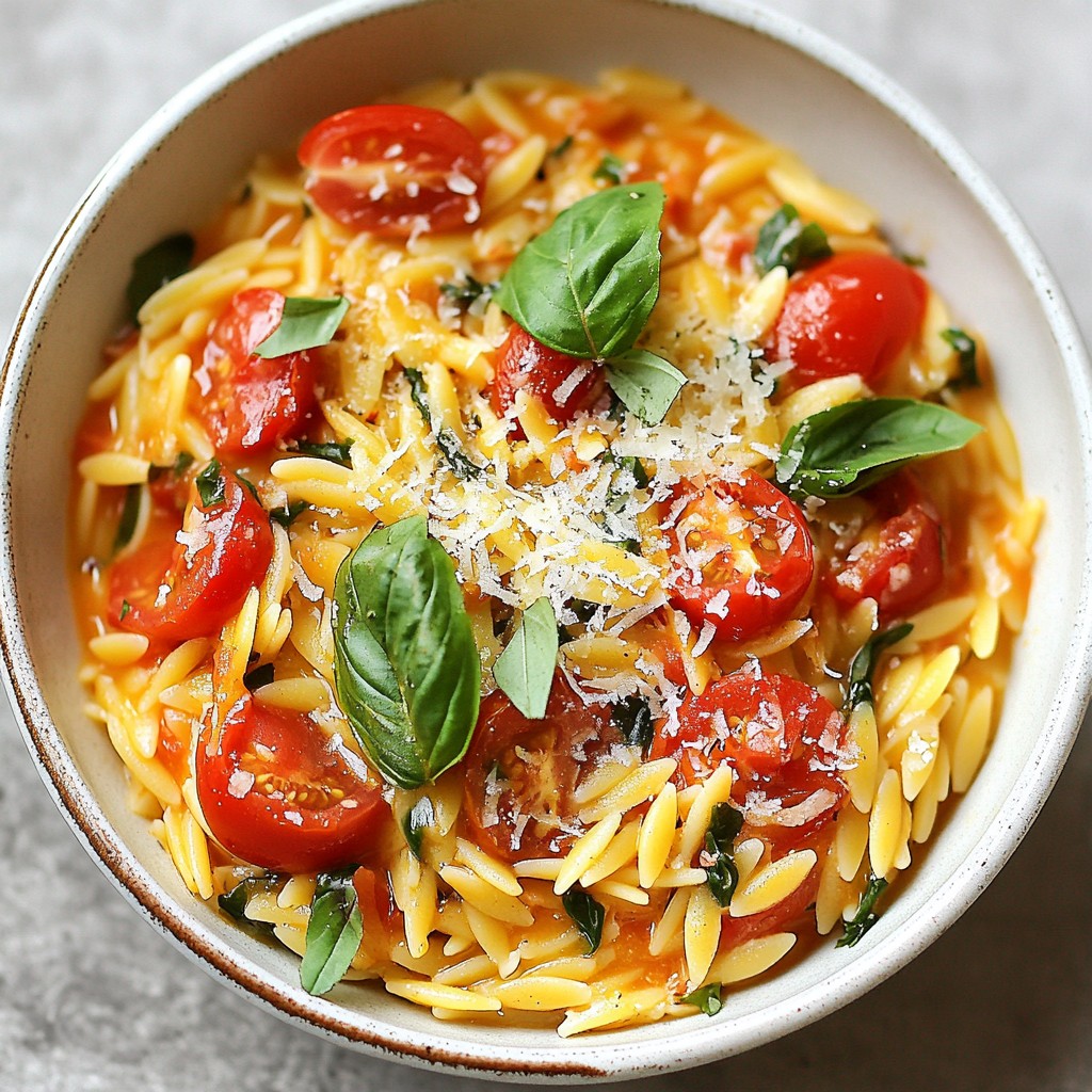 Tomato Basil One-Pot Orzo Quick and Tasty Meal
