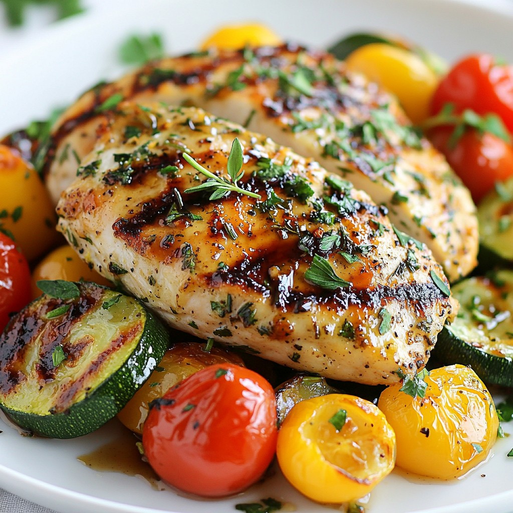 Garlic Herb Chicken Breasts with Clean Eating Veggies