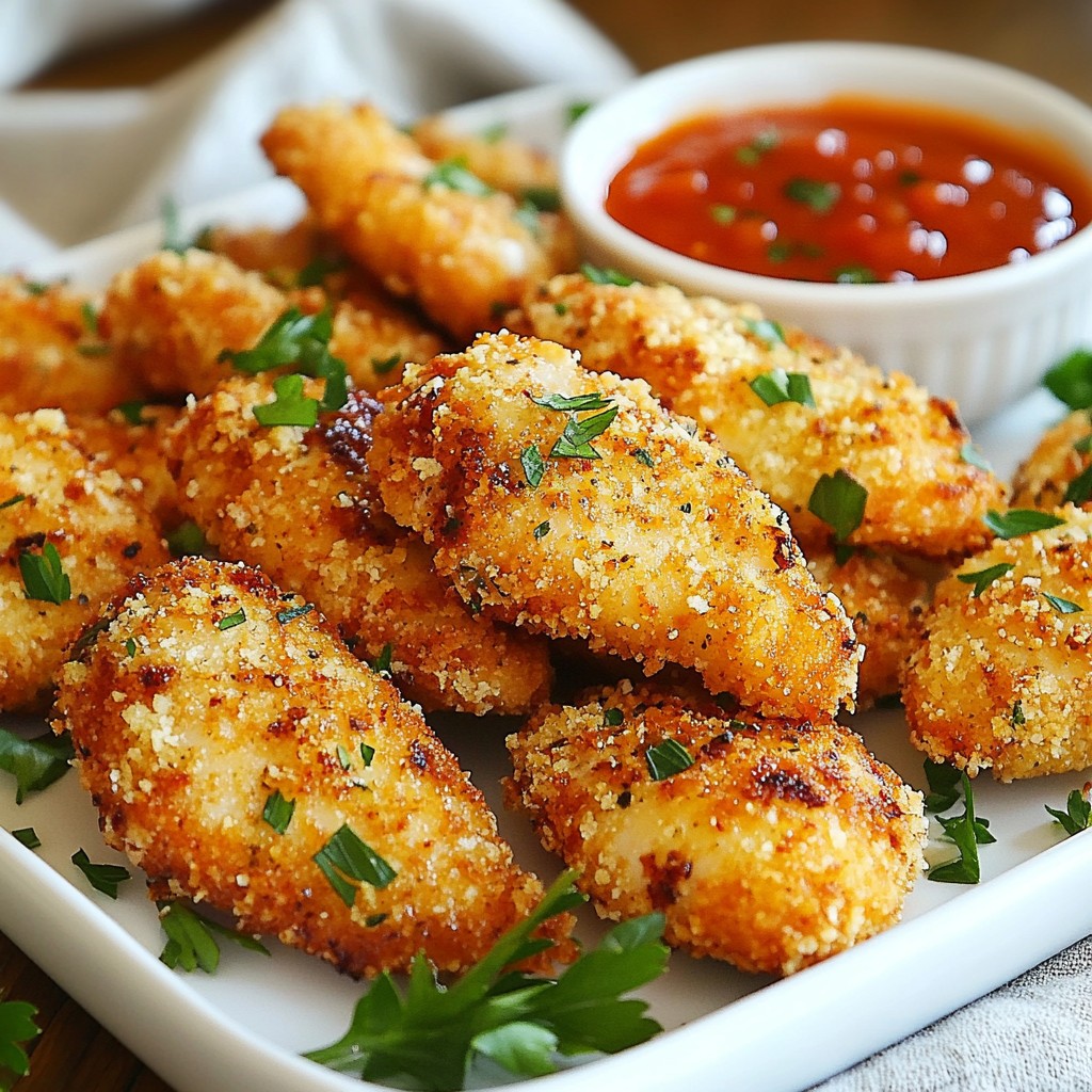 Garlic Parmesan Chicken Tenders Crispy and Delicious