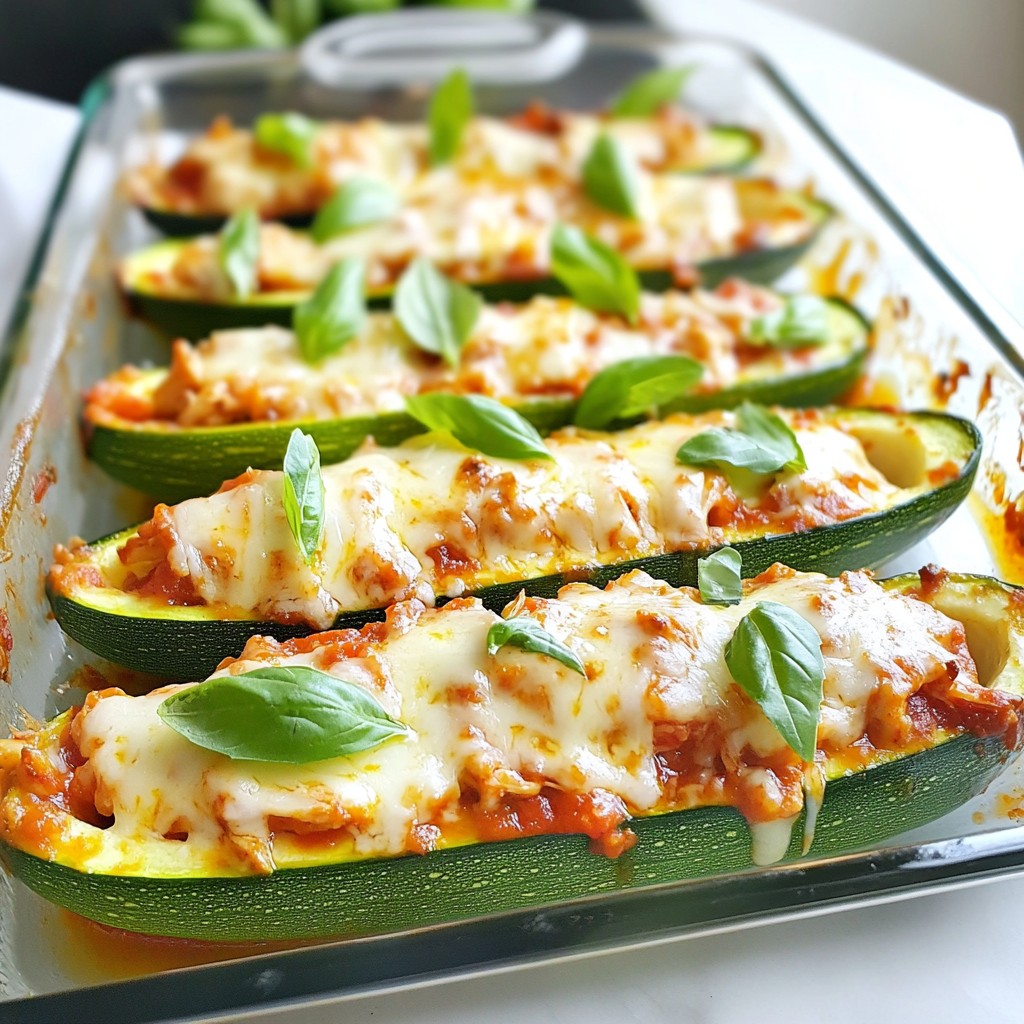 Savory Chicken Parmesan Zucchini Boats Recipe