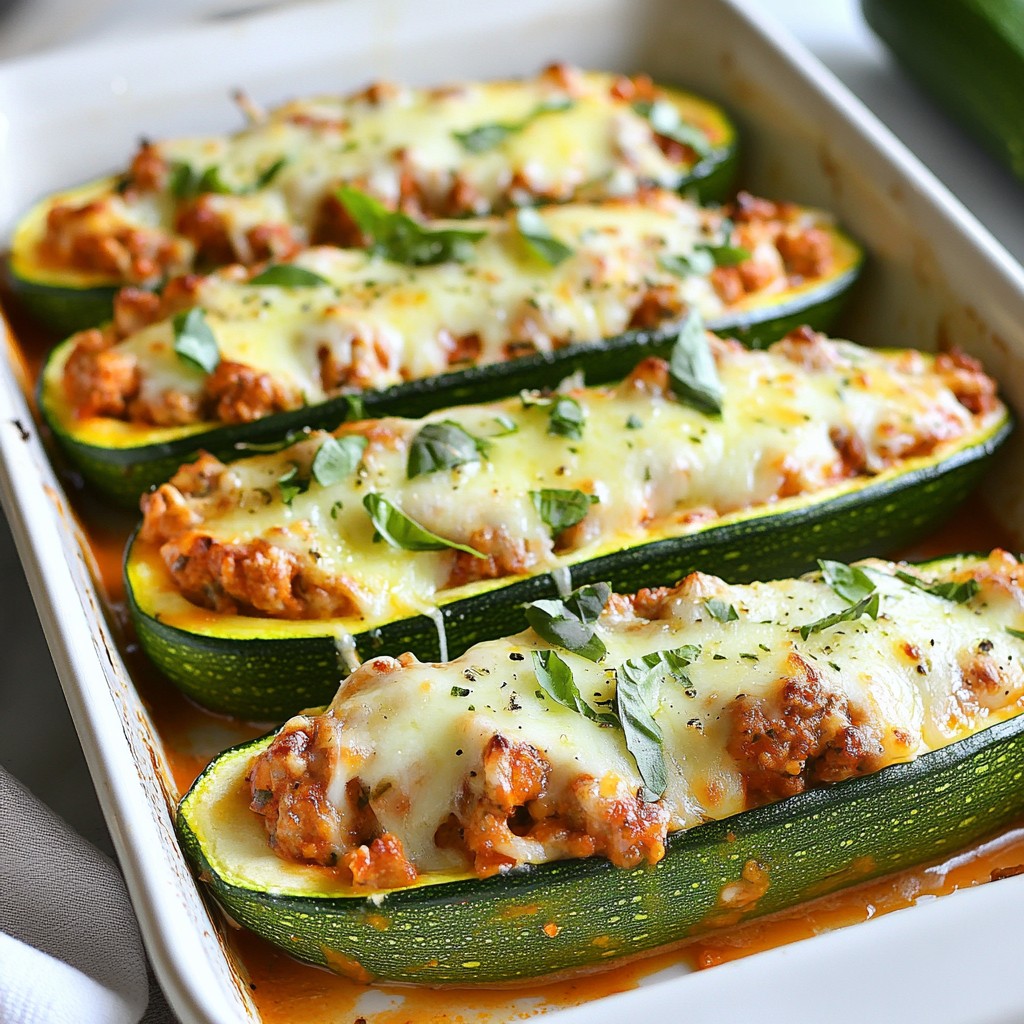 Chicken Parmesan Zucchini Boats Flavorful and Filling Dish