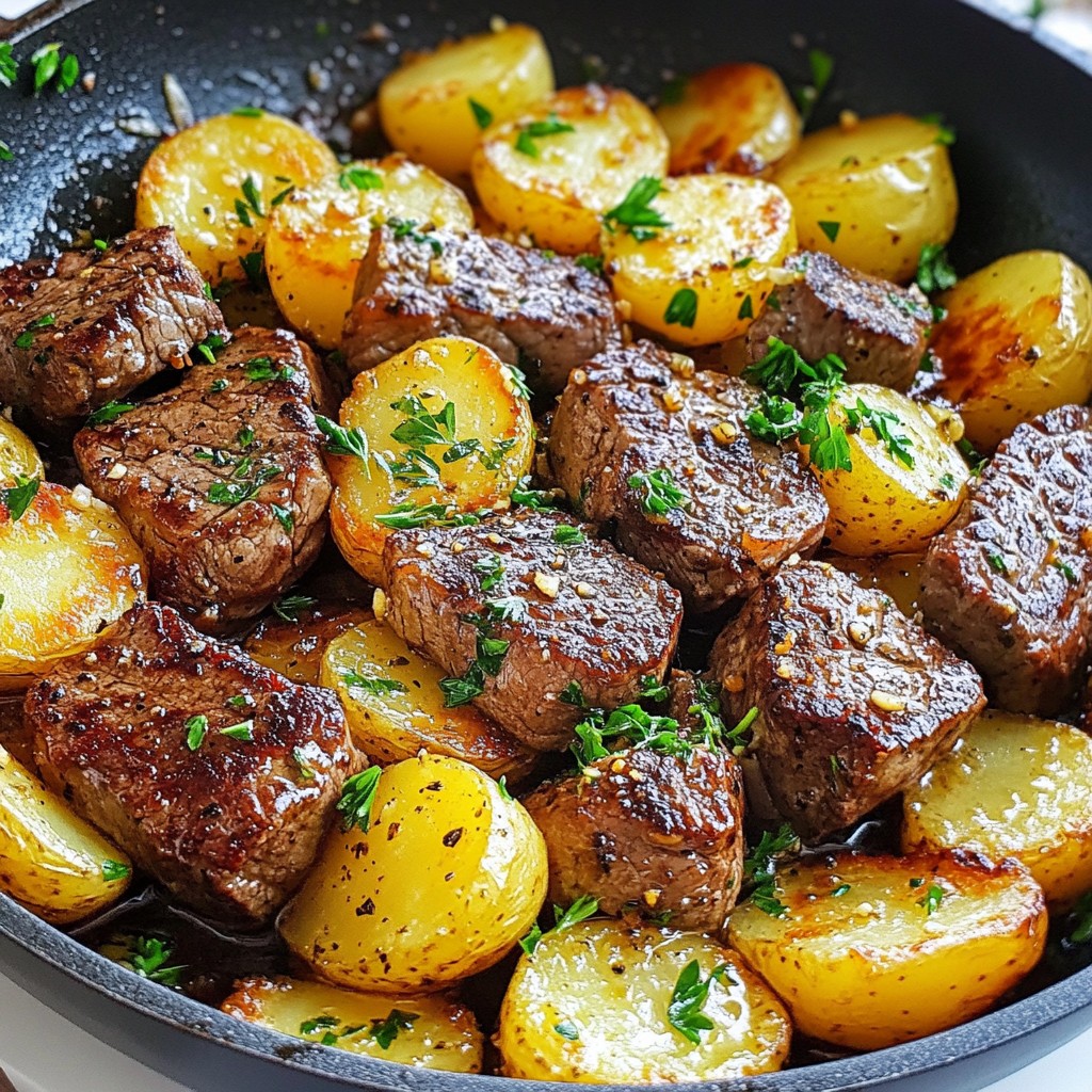 Garlic Butter Steak and Potatoes Skillet Delight