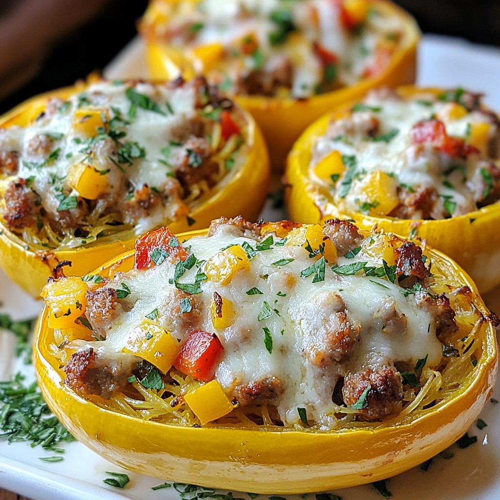 Sausage and Peppers Stuffed Spaghetti Squash Delight