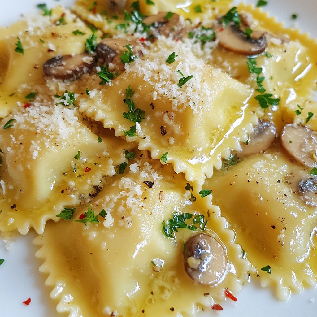 Garlic Butter Mushroom Ravioli Simple and Tasty Dish